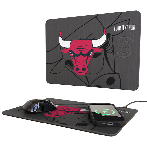 Chicago Bulls Personalized Tilt 15-Watt Wireless Charger and Mouse Pad