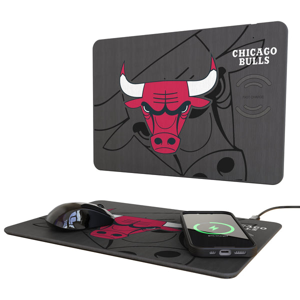 Chicago Bulls Monocolor Tilt 15-Watt Wireless Charger and Mouse Pad