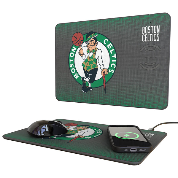 Boston Celtics Linen 15-Watt Wireless Charger and Mouse Pad