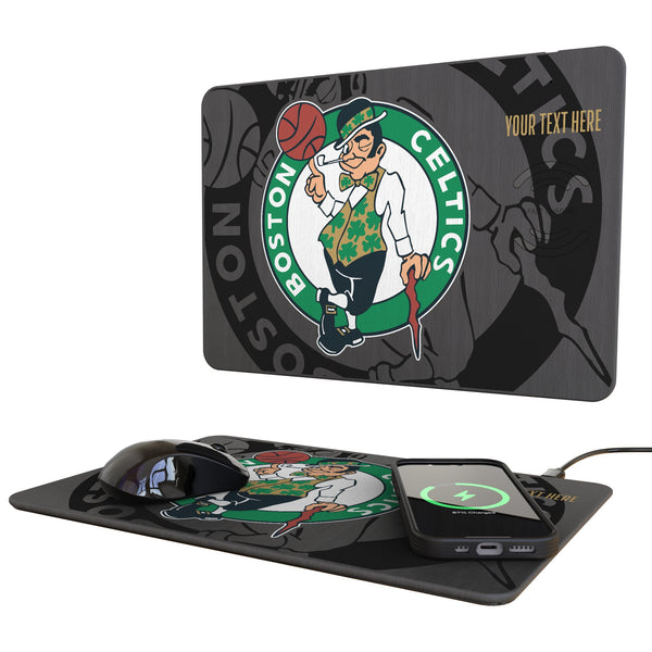 Boston Celtics Personalized Tilt 15-Watt Wireless Charger and Mouse Pad