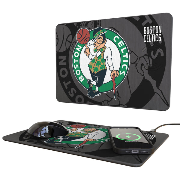Boston Celtics Monocolor Tilt 15-Watt Wireless Charger and Mouse Pad