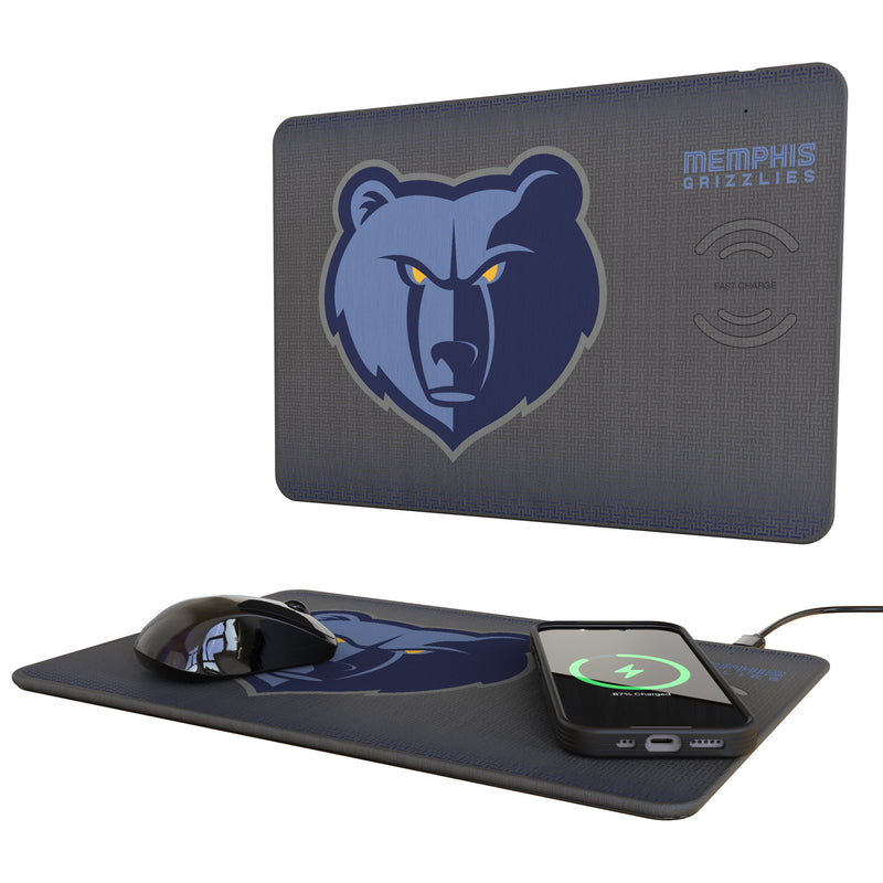 Memphis Grizzlies Linen 15-Watt Wireless Charger and Mouse Pad