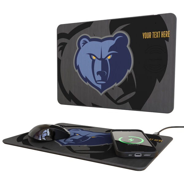 Memphis Grizzlies Personalized Tilt 15-Watt Wireless Charger and Mouse Pad