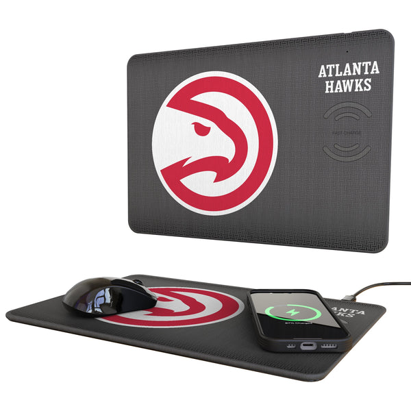 Atlanta Hawks Linen 15-Watt Wireless Charger and Mouse Pad