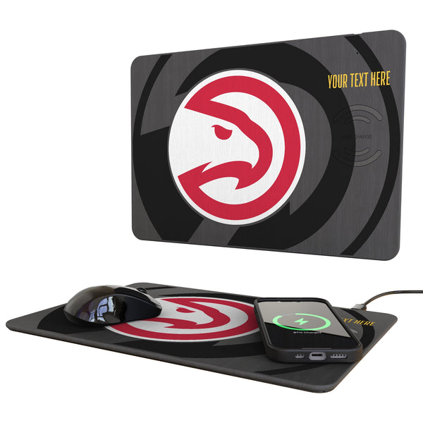 Atlanta Hawks Personalized Tilt 15-Watt Wireless Charger and Mouse Pad