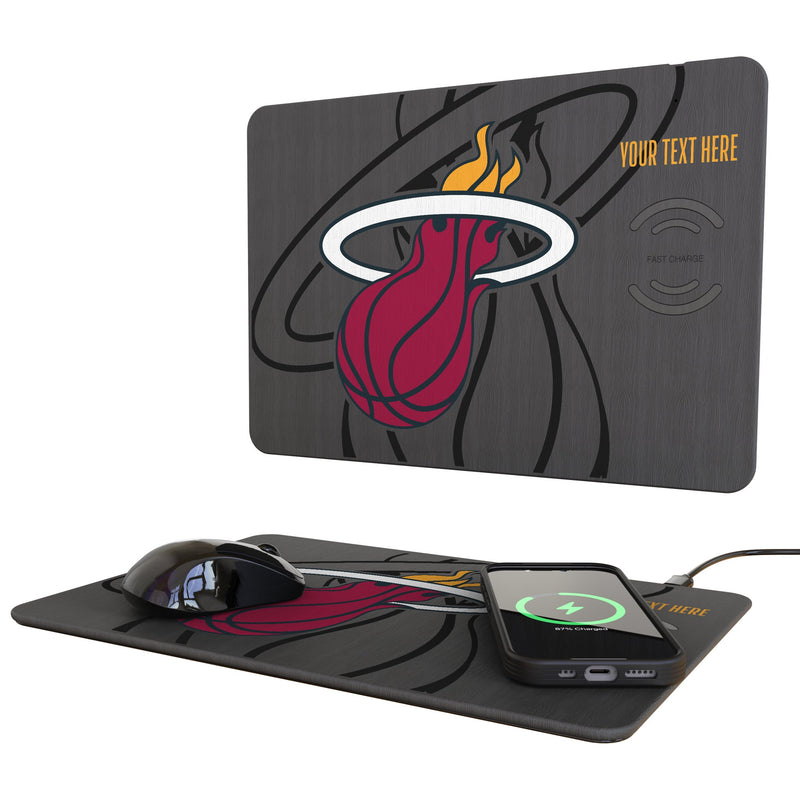 Miami Heat Personalized Tilt 15-Watt Wireless Charger and Mouse Pad
