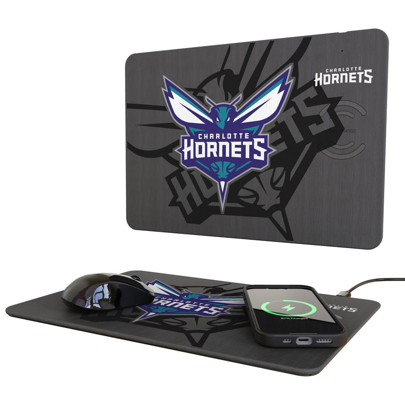 Charlotte Hornets Monocolor Tilt 15-Watt Wireless Charger and Mouse Pad