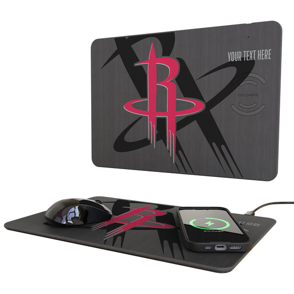 Houston Rockets Personalized Tilt 15-Watt Wireless Charger and Mouse Pad