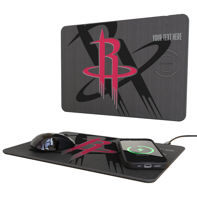 Houston Rockets Personalized Tilt 15-Watt Wireless Charger and Mouse Pad