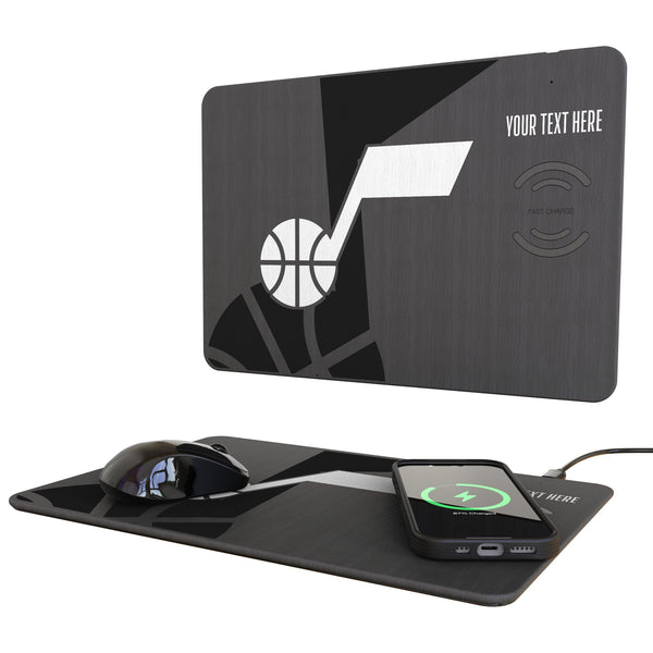 Utah Jazz Personalized Tilt 15-Watt Wireless Charger and Mouse Pad
