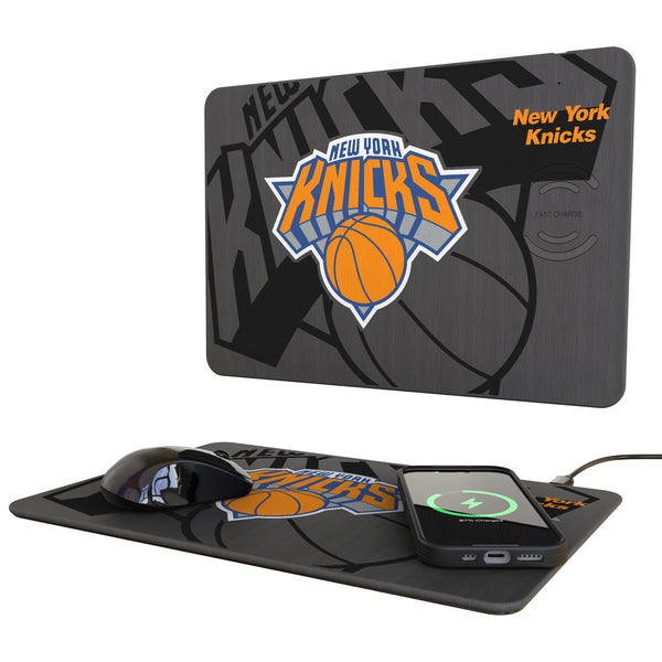 New York Knicks Monocolor Tilt 15-Watt Wireless Charger and Mouse Pad
