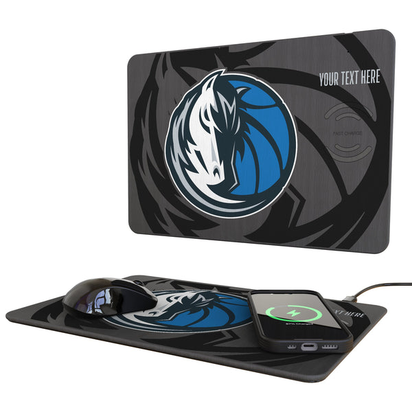 Dallas Mavericks Personalized Tilt 15-Watt Wireless Charger and Mouse Pad
