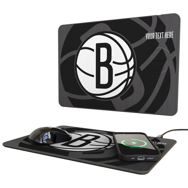 Brooklyn Nets Personalized Tilt 15-Watt Wireless Charger and Mouse Pad