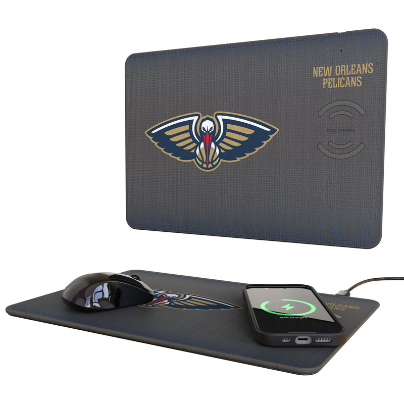 New Orleans Pelicans Linen 15-Watt Wireless Charger and Mouse Pad