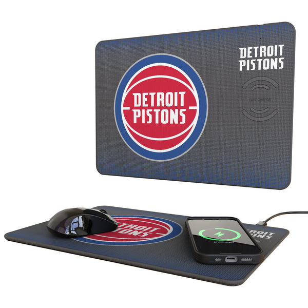 Detroit Pistons Linen 15-Watt Wireless Charger and Mouse Pad