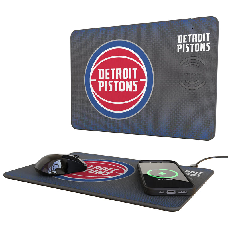 Detroit Pistons Linen 15-Watt Wireless Charger and Mouse Pad