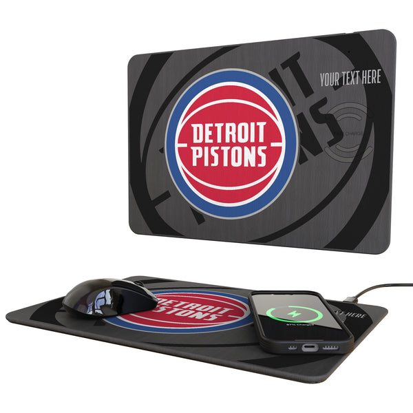 Detroit Pistons Personalized Tilt 15-Watt Wireless Charger and Mouse Pad