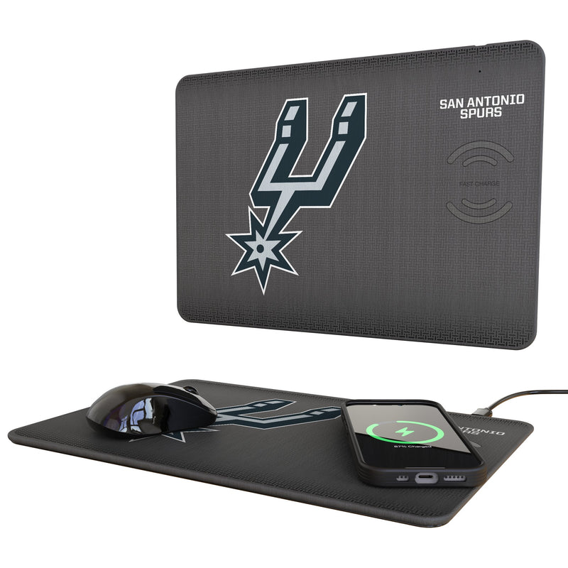 San Antonio Spurs Linen 15-Watt Wireless Charger and Mouse Pad