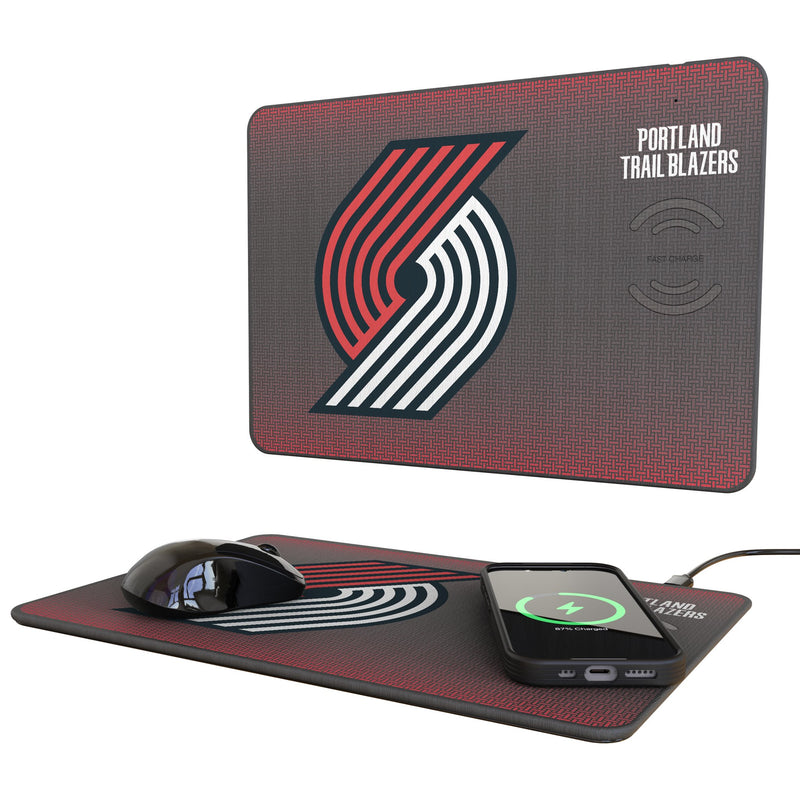 Portland Trail Blazers Linen 15-Watt Wireless Charger and Mouse Pad