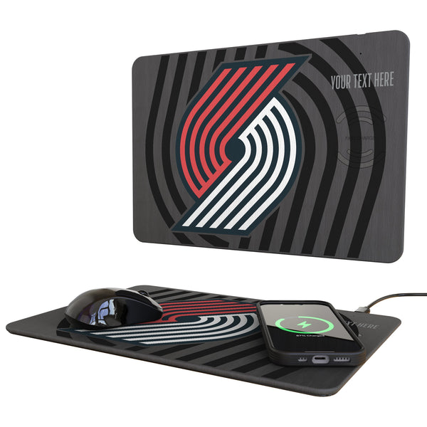 Portland Trail Blazers Personalized Tilt 15-Watt Wireless Charger and Mouse Pad