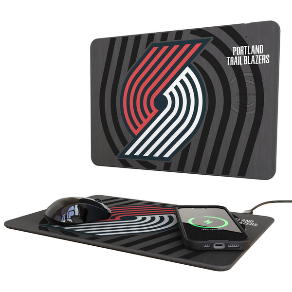 Portland Trail Blazers Monocolor Tilt 15-Watt Wireless Charger and Mouse Pad
