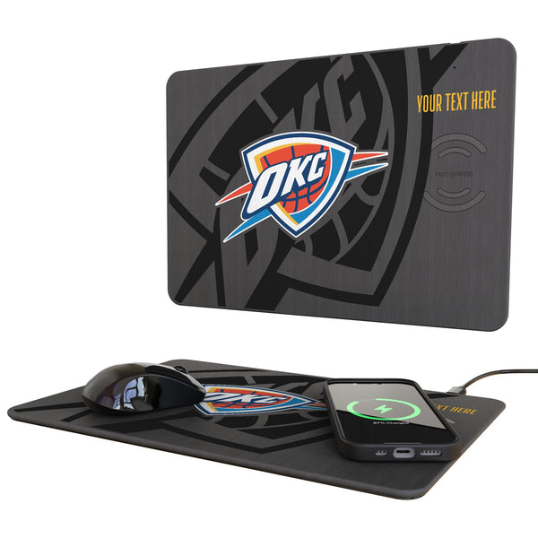 Oklahoma City Thunder Personalized Tilt 15-Watt Wireless Charger and Mouse Pad