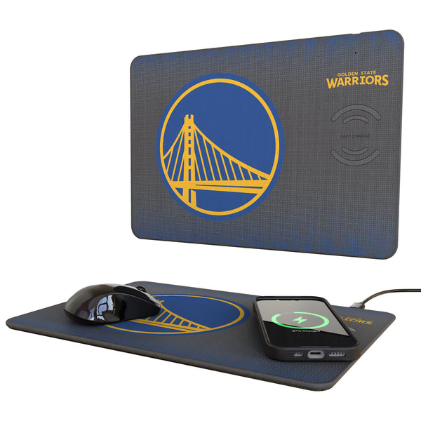 Golden State Warriors Linen 15-Watt Wireless Charger and Mouse Pad
