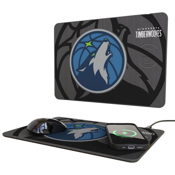 Minnesota Timberwolves Monocolor Tilt 15-Watt Wireless Charger and Mouse Pad