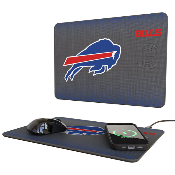 Buffalo Bills Linen 15-Watt Wireless Charger and Mouse Pad