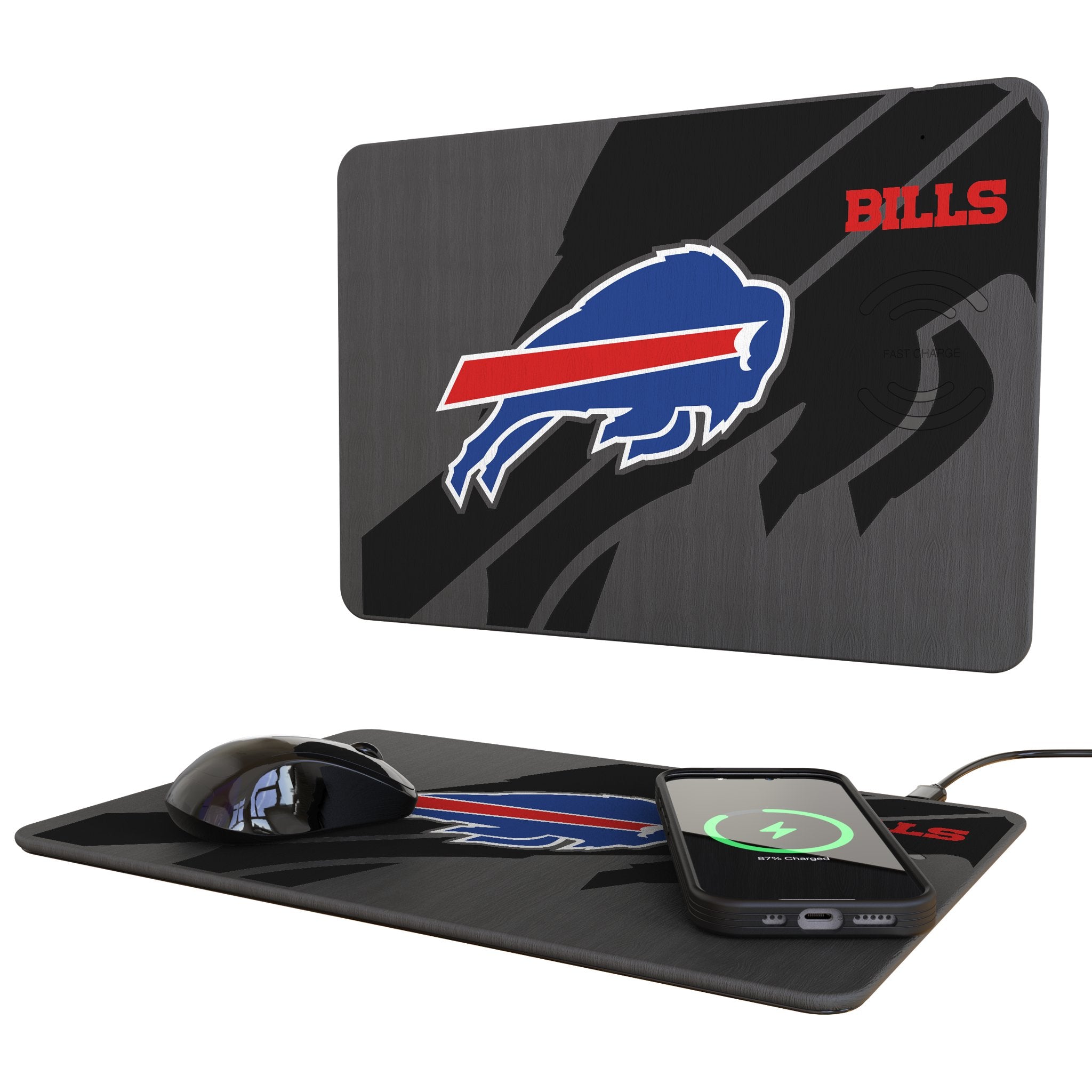 Buffalo Bills Monocolor Tilt 15-Watt Wireless Charger and Mouse Pad