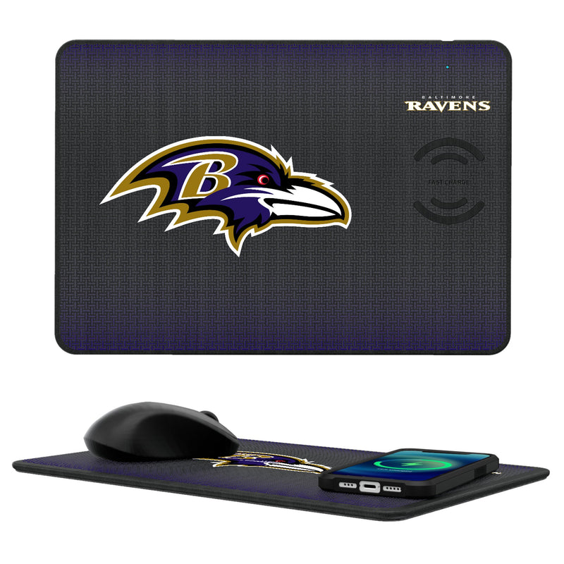 Baltimore Ravens Linen 15-Watt Wireless Charger and Mouse Pad