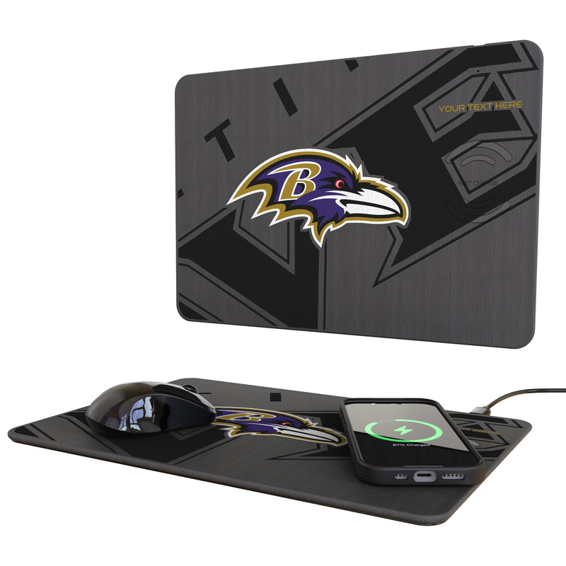 Baltimore Ravens Personalized Tilt 15-Watt Wireless Charger and Mouse Pad