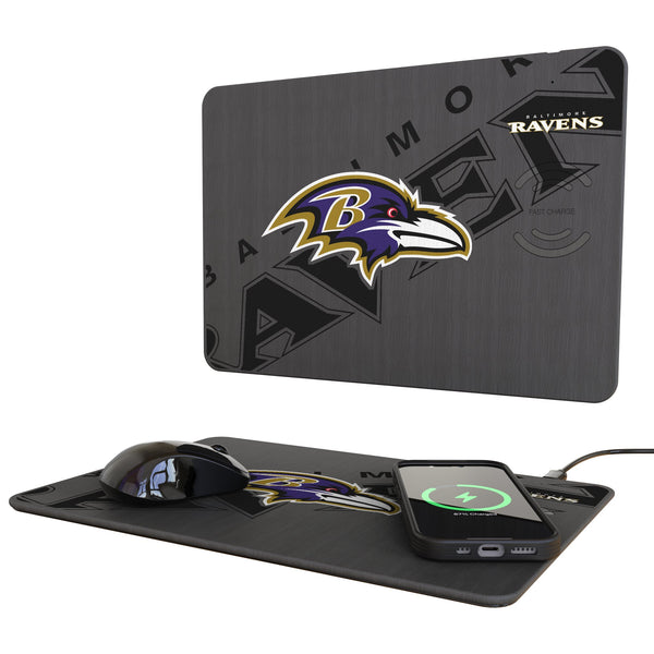 Baltimore Ravens Monocolor Tilt 15-Watt Wireless Charger and Mouse Pad