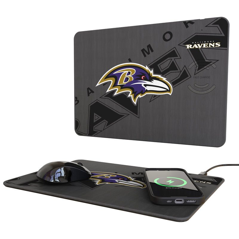 Baltimore Ravens Monocolor Tilt 15-Watt Wireless Charger and Mouse Pad