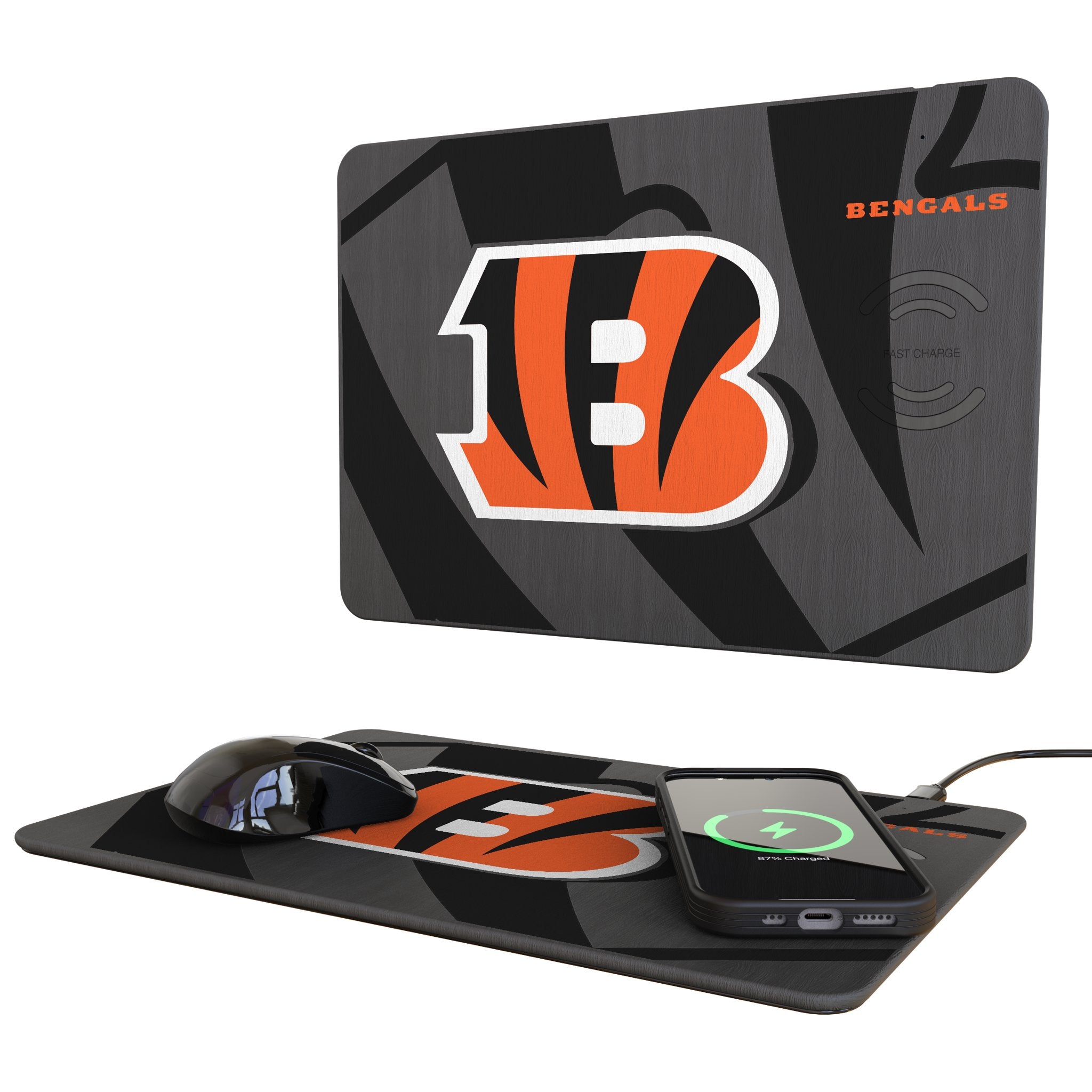 Cincinnati Bengals Monocolor Tilt 15-Watt Wireless Charger and Mouse Pad