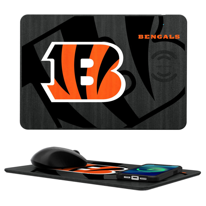 Cincinnati Bengals Monocolor Tilt 15-Watt Wireless Charger and Mouse Pad