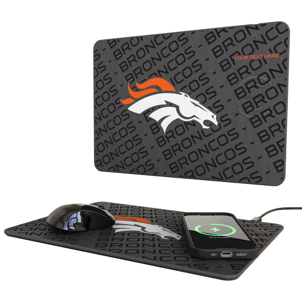 Denver Broncos Personalized Tilt 15-Watt Wireless Charger and Mouse Pad