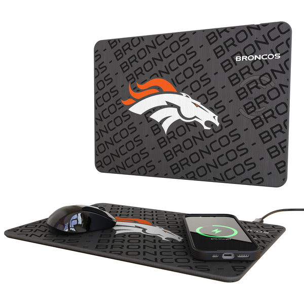Denver Broncos Monocolor Tilt 15-Watt Wireless Charger and Mouse Pad