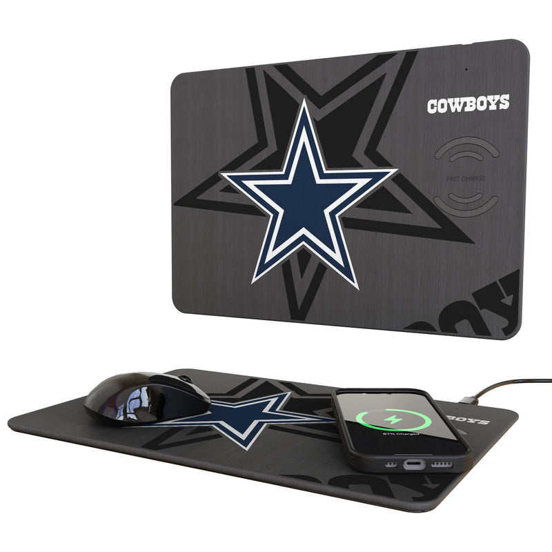 Dallas Cowboys Monocolor Tilt 15-Watt Wireless Charger and Mouse Pad