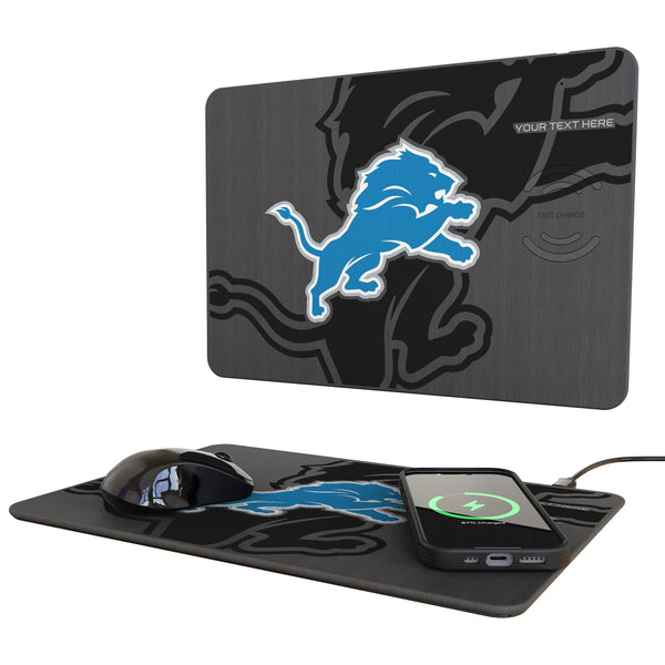 Detroit Lions Personalized Tilt 15-Watt Wireless Charger and Mouse Pad