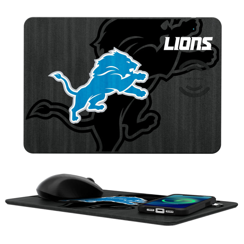 Detroit Lions Monocolor Tilt 15-Watt Wireless Charger and Mouse Pad