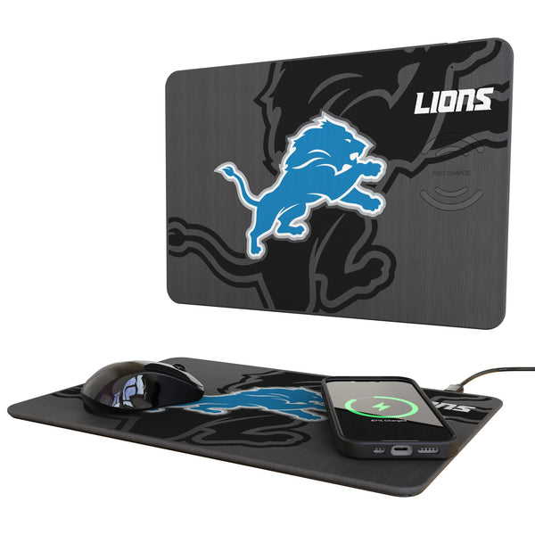 Detroit Lions Monocolor Tilt 15-Watt Wireless Charger and Mouse Pad