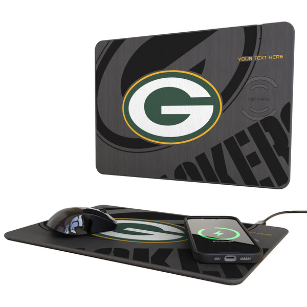 Green Bay Packers Personalized Tilt 15-Watt Wireless Charger and Mouse Pad