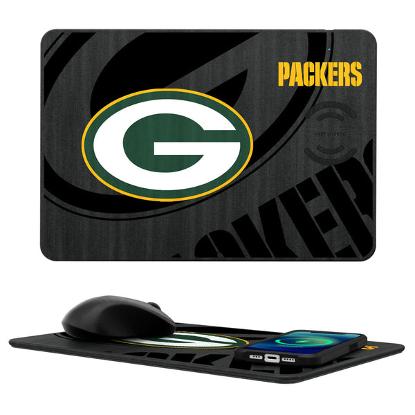 Green Bay Packers Monocolor Tilt 15-Watt Wireless Charger and Mouse Pad