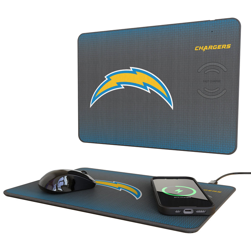 Los Angeles Chargers Linen 15-Watt Wireless Charger and Mouse Pad