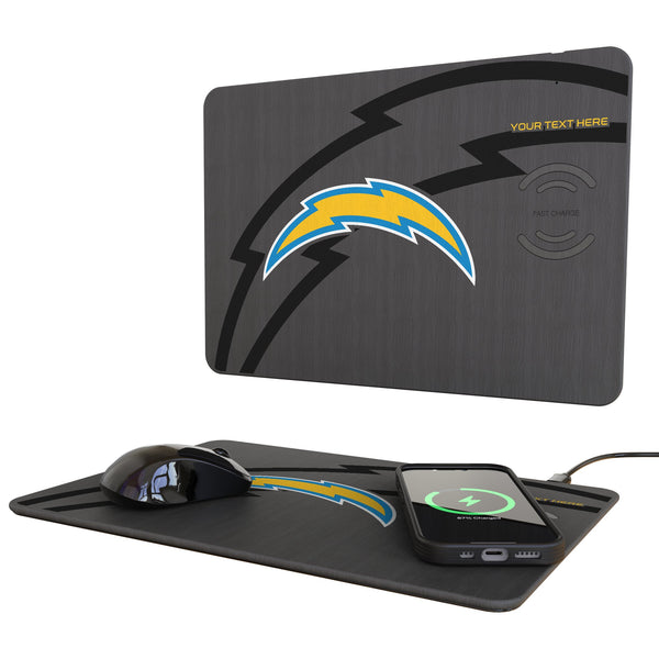 Los Angeles Chargers Personalized Tilt 15-Watt Wireless Charger and Mouse Pad