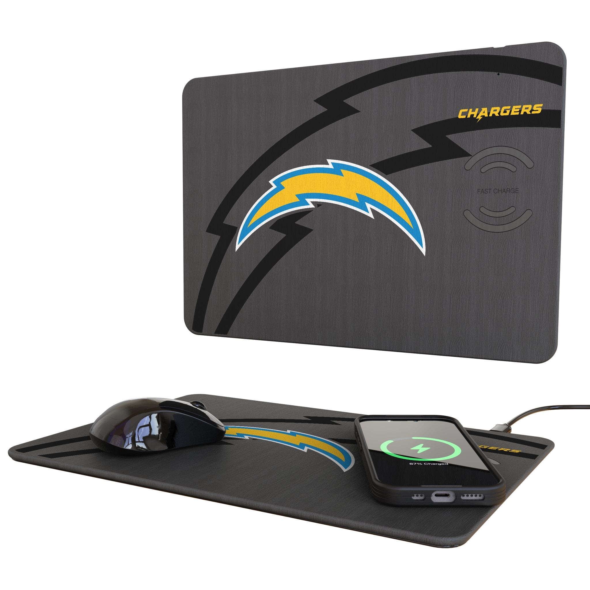 Los Angeles Chargers Monocolor Tilt 15-Watt Wireless Charger and Mouse Pad