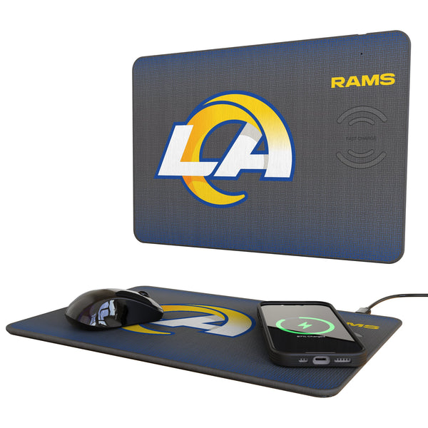 Los Angeles Rams Linen 15-Watt Wireless Charger and Mouse Pad