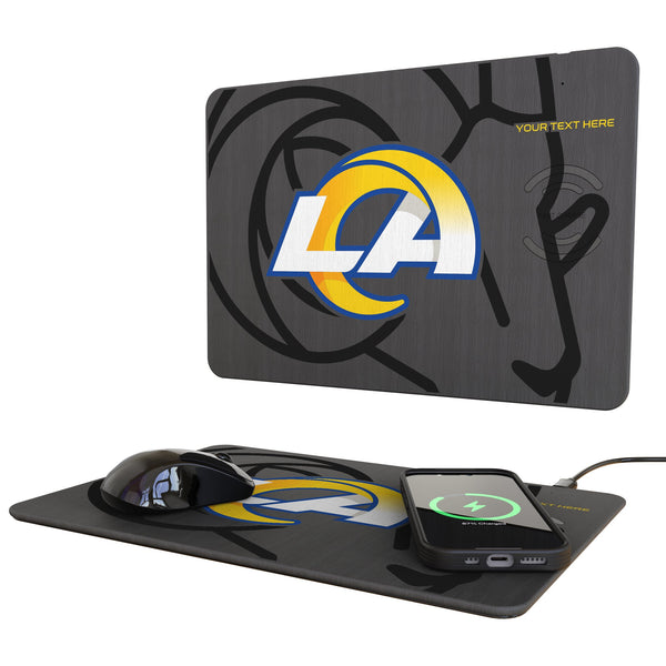 Los Angeles Rams Personalized Tilt 15-Watt Wireless Charger and Mouse Pad