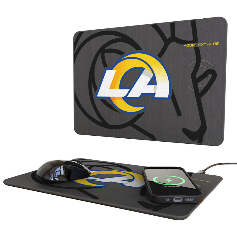 Los Angeles Rams Personalized Tilt 15-Watt Wireless Charger and Mouse Pad